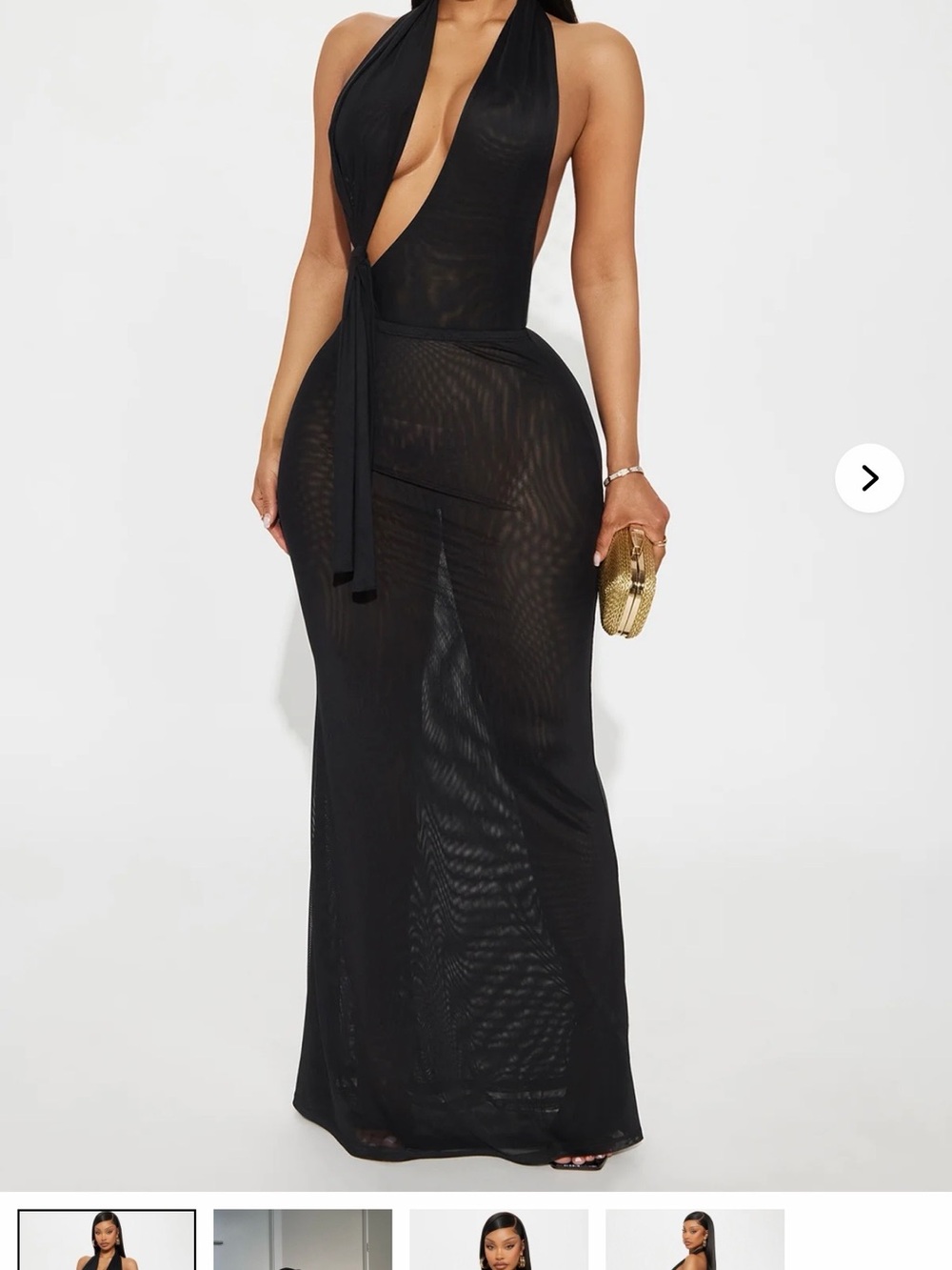 Black Halter Sheer Maxi Dress -  Elegant Evening Wear